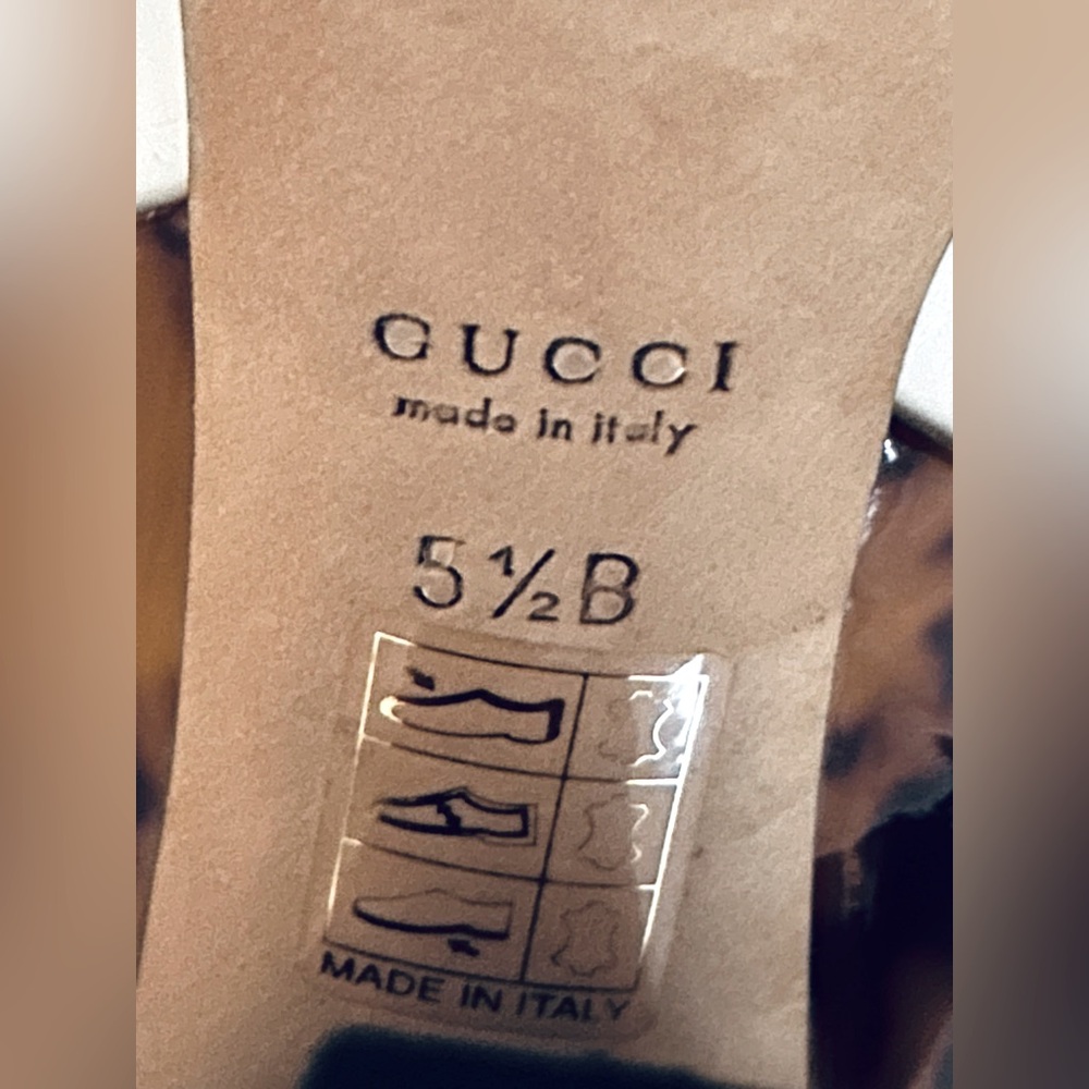 Gucci 5B Tortoise Peep Toe Heels White Cream Brown Brown Pumps Designer Shoes - Picture 13 of 16